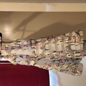 NWT! A'gaci Sheer White & Orchid Striped Halter Dress